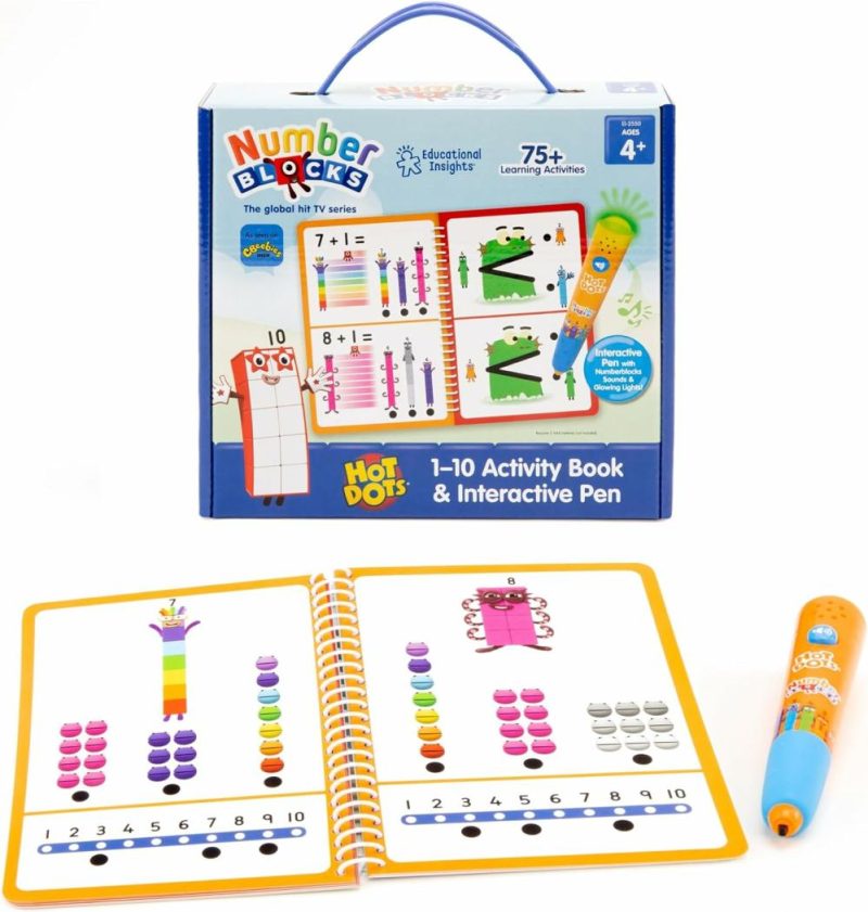 Sviluppo Iniziale e Giocattoli Attivi | Hot Dots Numberblocks Workbook Numeri 1-10 Con Penna Interattiva 75+ Attività Regalo per Bambini di 4 Anni in Su