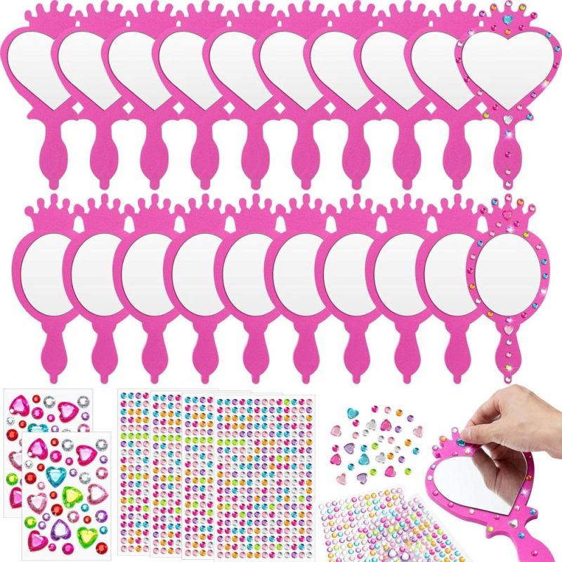 translationSpecchi | 20 Pcs Mirrors Resistenti a Scheggiature Mirrors per Bambini DIY Decorare il Tuo Specchio Principessa Specchi Sirenetta Specchi in Schiuma Piccoli Specchi per Artigianato Decorazioni per Festa Principessa (Rosa)