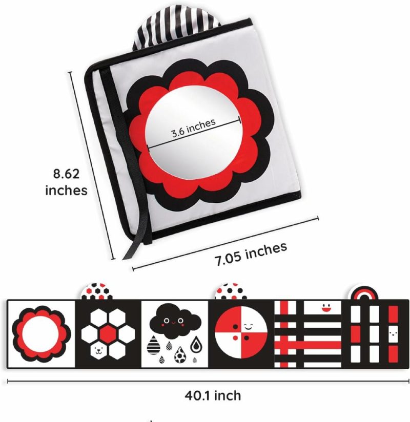 translationSpecchi | Pezzi da Gioco Bambini Nero e Bianco – Libro Sensory Morbido a Contrasto Elevato con Specchio per lo Sviluppo dei Neonati  Gioco Ideale per il Tempo del Ventre per Bambini 0-12 Mesi