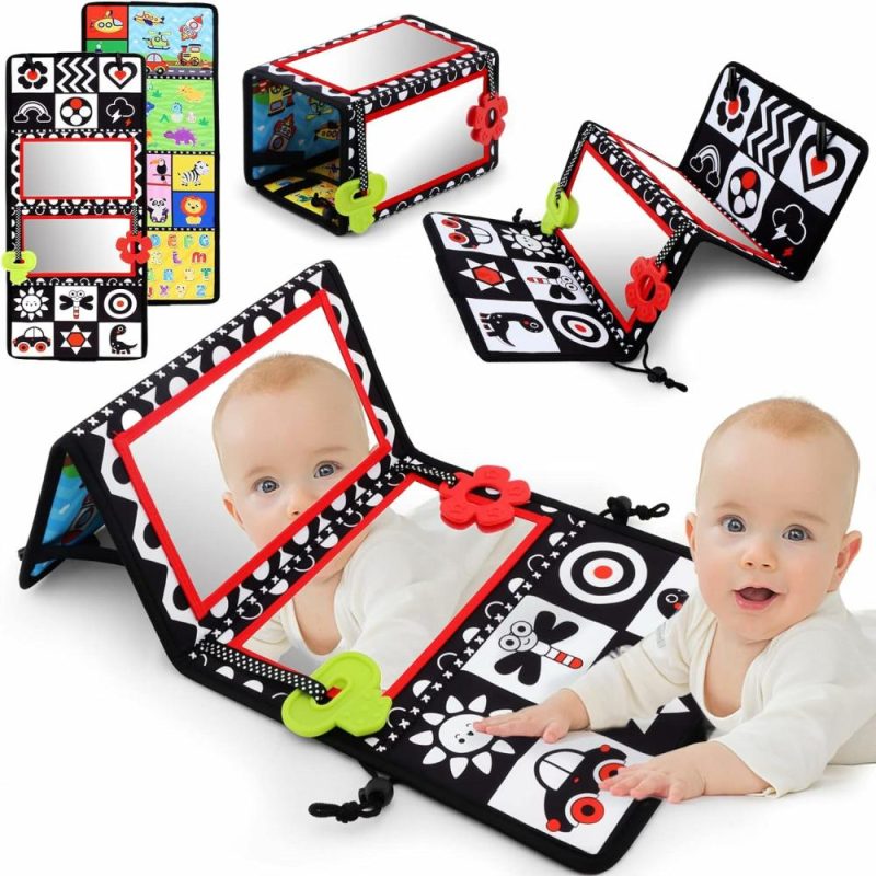 translationSpecchi | Tummy Time Floor Mirror with Teethers – Specchio Bambino a Due Facce con Distanziatori, Gioco per Bambini in Bianco e Nero ad Alta Contrastazione, Accessori per Neonati e Bambini, Giocattoli Montessori per la Caccia e lo Sviluppo, Sensory Toys per Neonati e Bambini (A-Mirror)