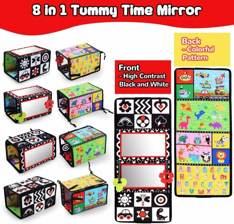 translationSpecchi | Tummy Time Floor Mirror with Teethers – Specchio Bambino a Due Facce con Distanziatori, Gioco per Bambini in Bianco e Nero ad Alta Contrastazione, Accessori per Neonati e Bambini, Giocattoli Montessori per la Caccia e lo Sviluppo, Sensory Toys per Neonati e Bambini (A-Mirror)