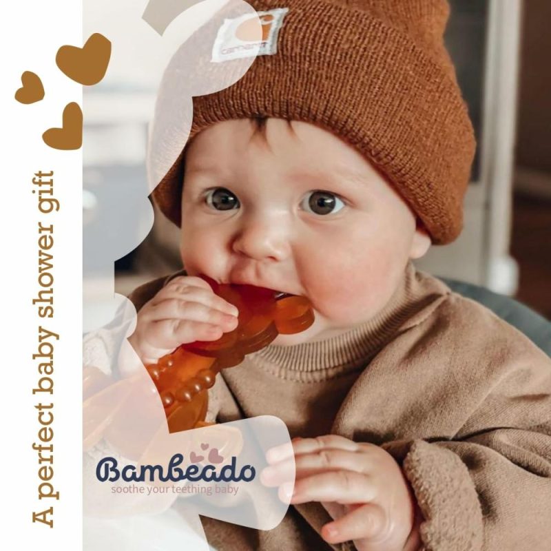 Dentifrici | Olio d’ambra per il dentizione del bambino – Little Bamber Olio d’ambra naturale, Gioco di dentizione in gomma giraffa per il sollievo della dentizione, Gioco di dentizione speciale in legno baltico per gengive doloranti – Alternativa alla collana di dentizione in olio d’ambra (Marrone)