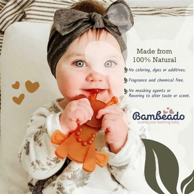 Dentifrici | Olio d’ambra per il dentizione del bambino – Little Bamber Olio d’ambra naturale, Gioco di dentizione in gomma giraffa per il sollievo della dentizione, Gioco di dentizione speciale in legno baltico per gengive doloranti – Alternativa alla collana di dentizione in olio d’ambra (Marrone)