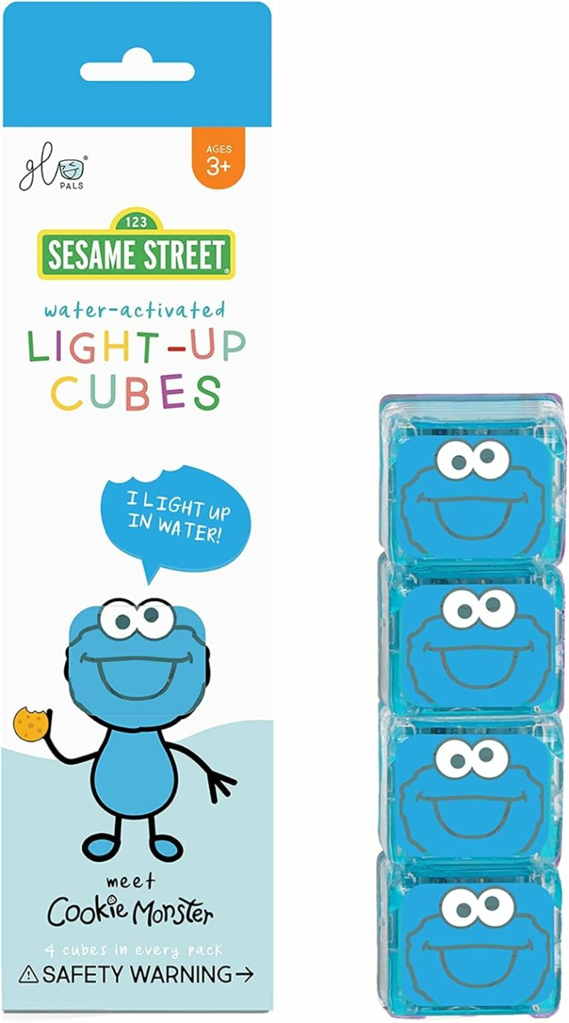 Giocattoli da bagno | X Cubi Luminosi Attivati dall’Acqua di Sesame Street per il Gioco Sensoriale (Cookie Monster – Blu)