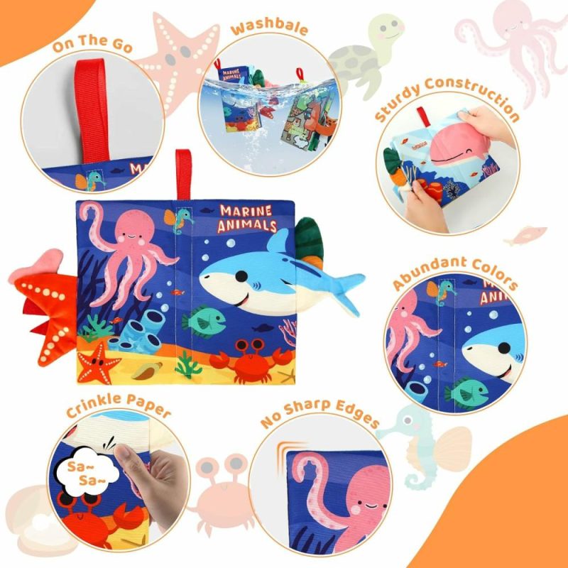 Car Seat & Stroller ToysPoggioletto & passeggino giochi | 2Pcs Libri per Bambini – Giochi Montessori Tema Animali Carini Libri di Tovaglietta per Bambini 6-12 Mesi Tovaglietta Morbida con Contrasto Elevato e Rumore Tovaglietta Sensory Toys per Bambini Maschi e Femmine Regali di Apprendimento Precoce