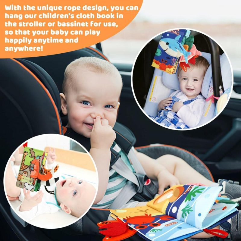 Car Seat & Stroller ToysPoggioletto & passeggino giochi | 2Pcs Libri per Bambini – Giochi Montessori Tema Animali Carini Libri di Tovaglietta per Bambini 6-12 Mesi Tovaglietta Morbida con Contrasto Elevato e Rumore Tovaglietta Sensory Toys per Bambini Maschi e Femmine Regali di Apprendimento Precoce