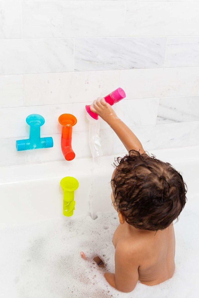 Giocattoli da bagno | Pezzi da bagno per bambini – Giocattoli interattivi per bambini – Giocattoli sensoriali per bambini – Giocattoli da bagno adesivi – Coordinazione occhio-mano e abilità motorie fine – Colorati – Confezione da 5 – Età 12 mesi e oltre