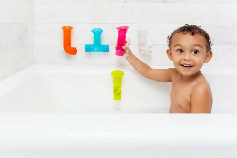 Giocattoli da bagno | Pezzi da bagno per bambini – Giocattoli interattivi per bambini – Giocattoli sensoriali per bambini – Giocattoli da bagno adesivi – Coordinazione occhio-mano e abilità motorie fine – Colorati – Confezione da 5 – Età 12 mesi e oltre