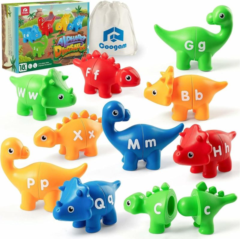 Giocattoli da ordinare e impilare | Gioco di Corrispondenza Lettere Mani Fini 26 Pezzi, ABC Dinosauri, Alphabeta a Due Facce con Maiuscole e Minuscole, Gioco Educativo Prescolare Montessori per Bambini Piccoli