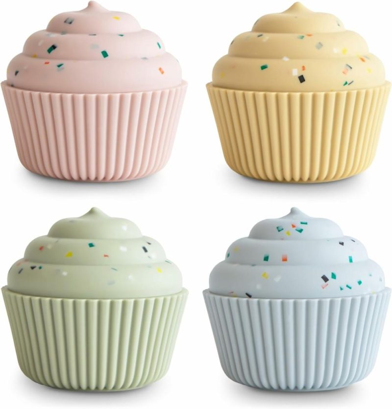 Giocattoli da bagno | Silicone Mix & Match Cupcake Toy 4 Pack | Senza Forme