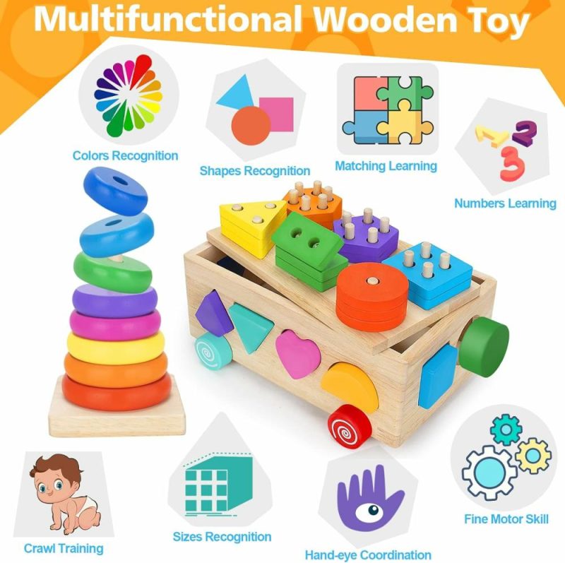 Giocattoli da ordinare e impilare | Giocattoli Montessori per Bambini da 1+ Anno  in Legno, Classificazione di Forme e Gioco di Stacking a Anelli  Giocattoli di Apprendimento per la Prima Infanzia  12-18 Mesi  Regalo Ideale per Bambini e Bambine di 1 2 3 Anni