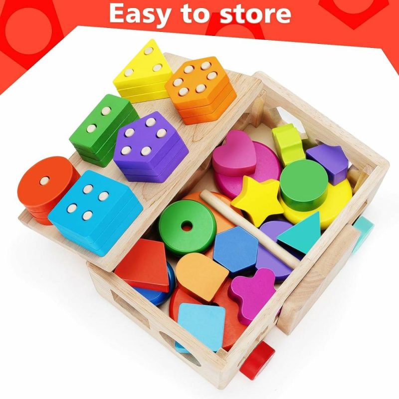 Giocattoli da ordinare e impilare | Giocattoli Montessori per Bambini da 1+ Anno  in Legno, Classificazione di Forme e Gioco di Stacking a Anelli  Giocattoli di Apprendimento per la Prima Infanzia  12-18 Mesi  Regalo Ideale per Bambini e Bambine di 1 2 3 Anni